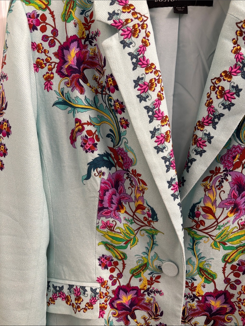 Boston Proper Viney Florals Placed Print Single Button Blazer -Size 10 - Picture 2 of 13